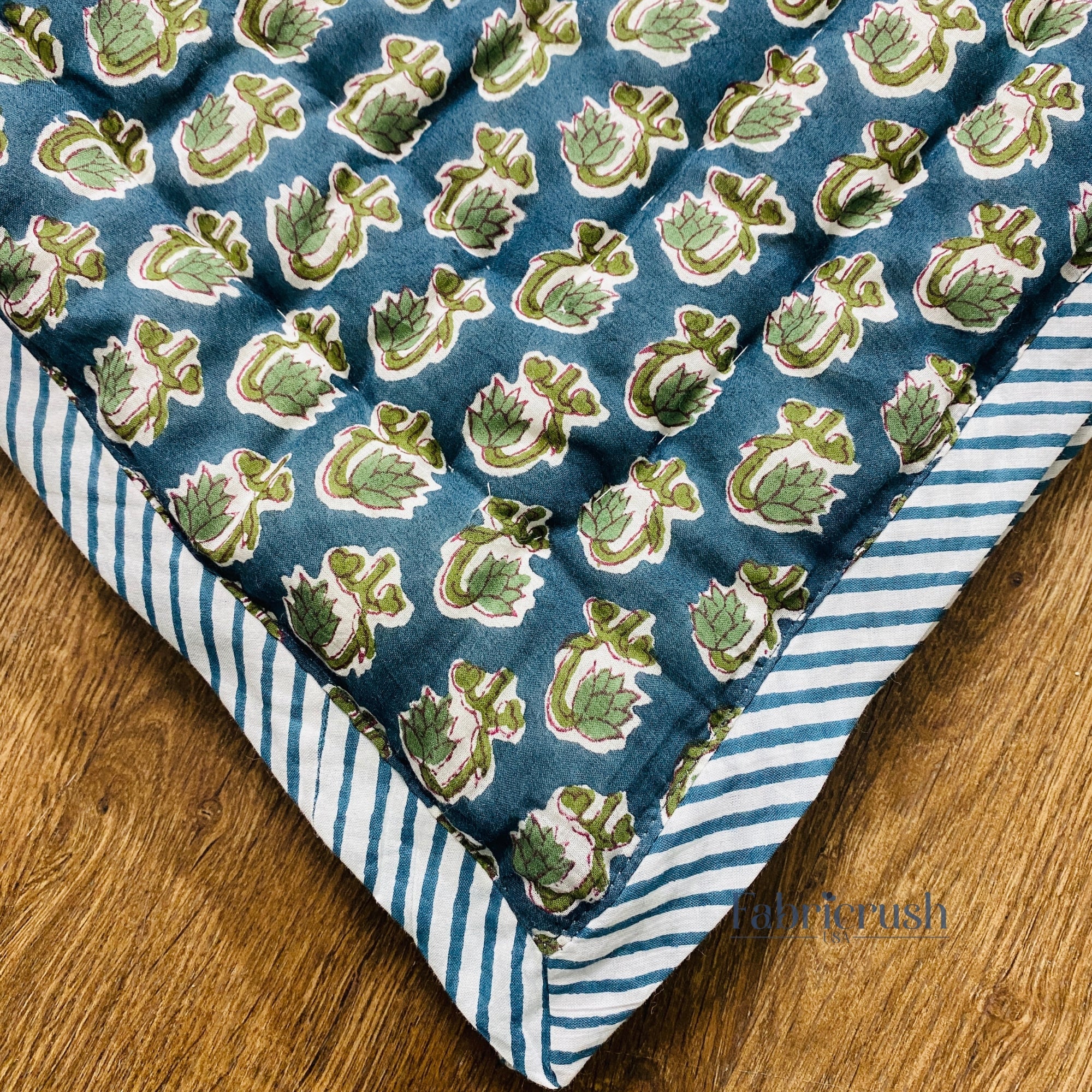 Peacock Blue Quilt Ridhi Block Print