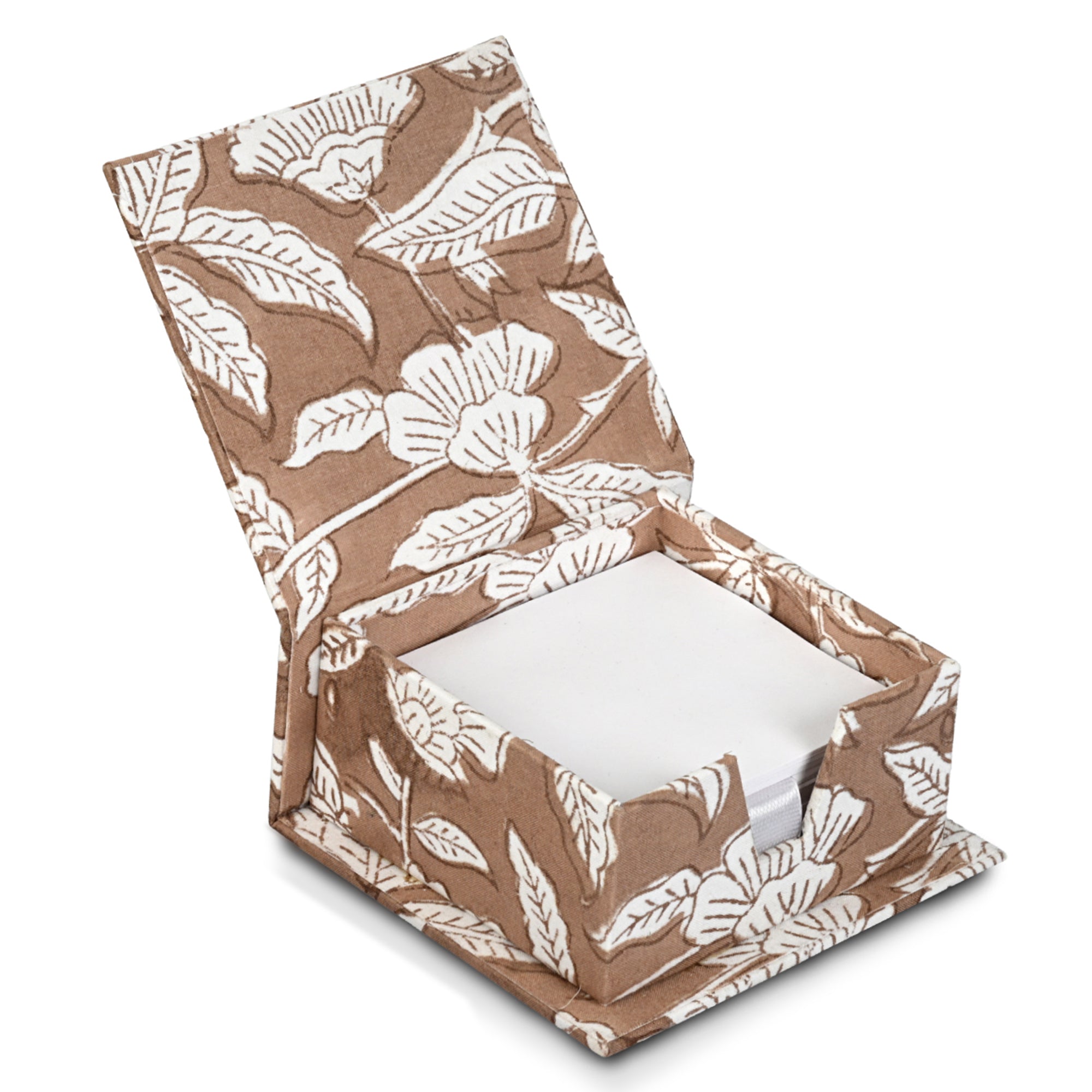 Block Print Cotton Sticky Note Holder - Oak Brown RIDHI