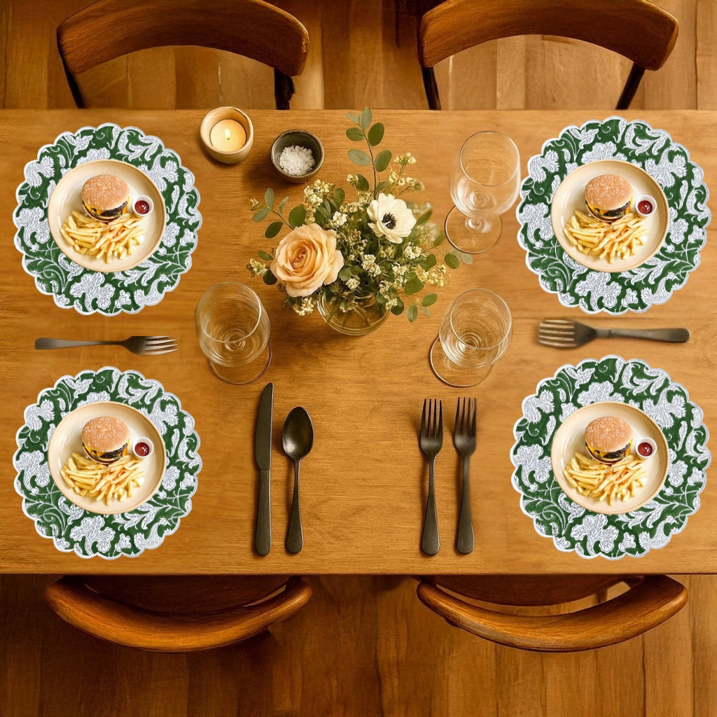 Pantone Artichoke Round Placemat Ridhi Block Print