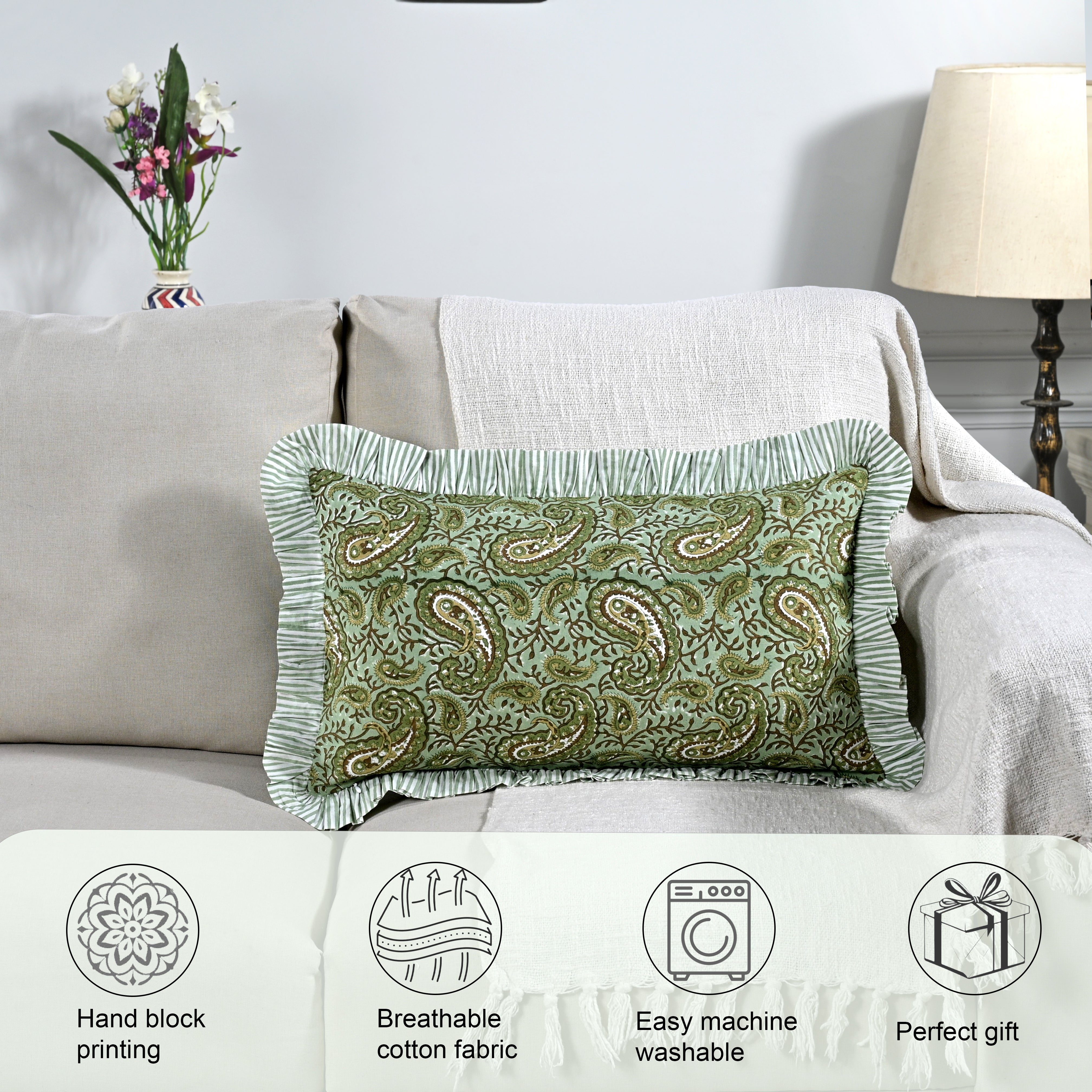 Nostalgic Naturals Ruffle Sham Pillow Cover RIDHI