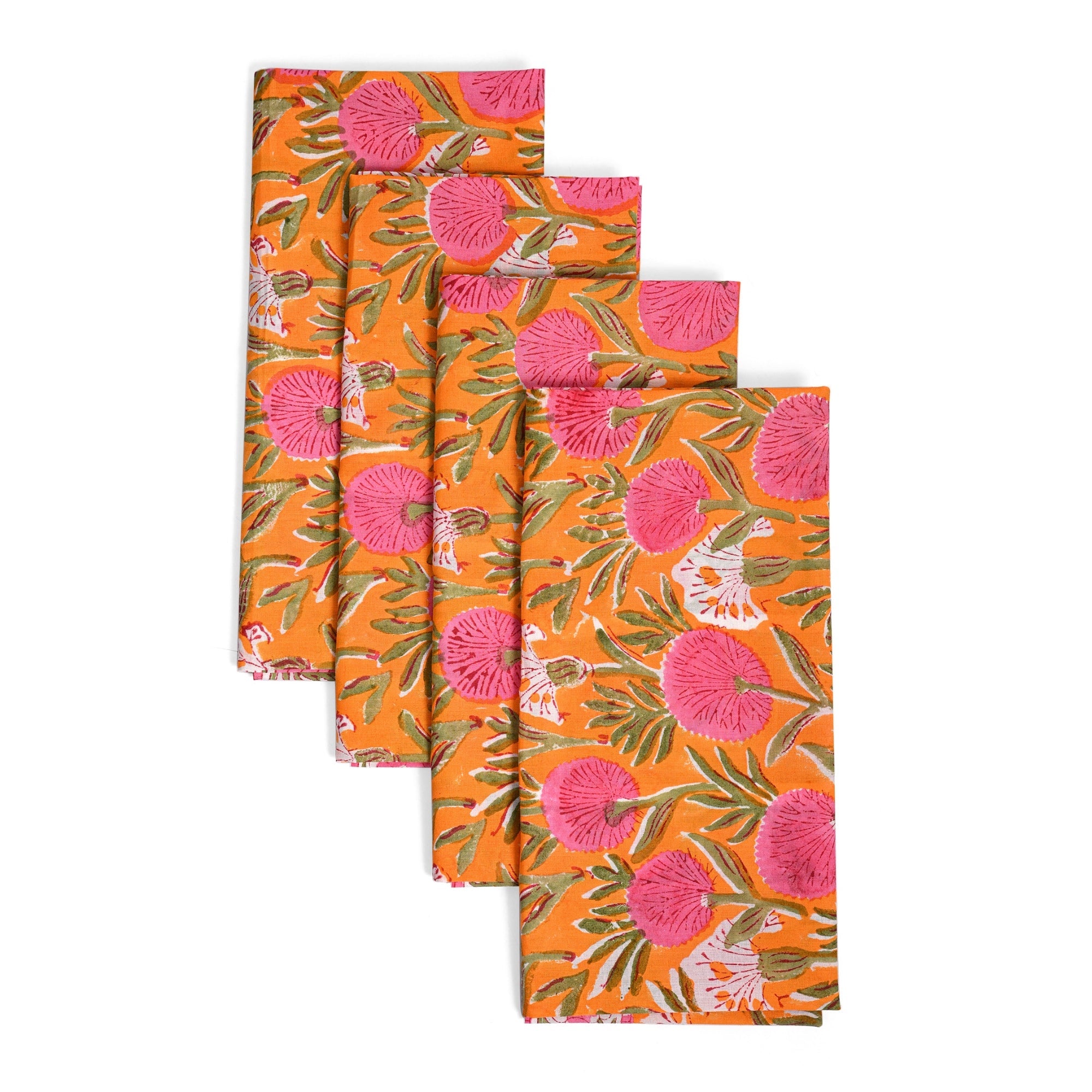 Bubblegum Pink Border Napkins Ridhi Block Print