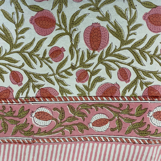 Blush Pink Pomegranate Rectangle Tablecloth Ridhi Block Print