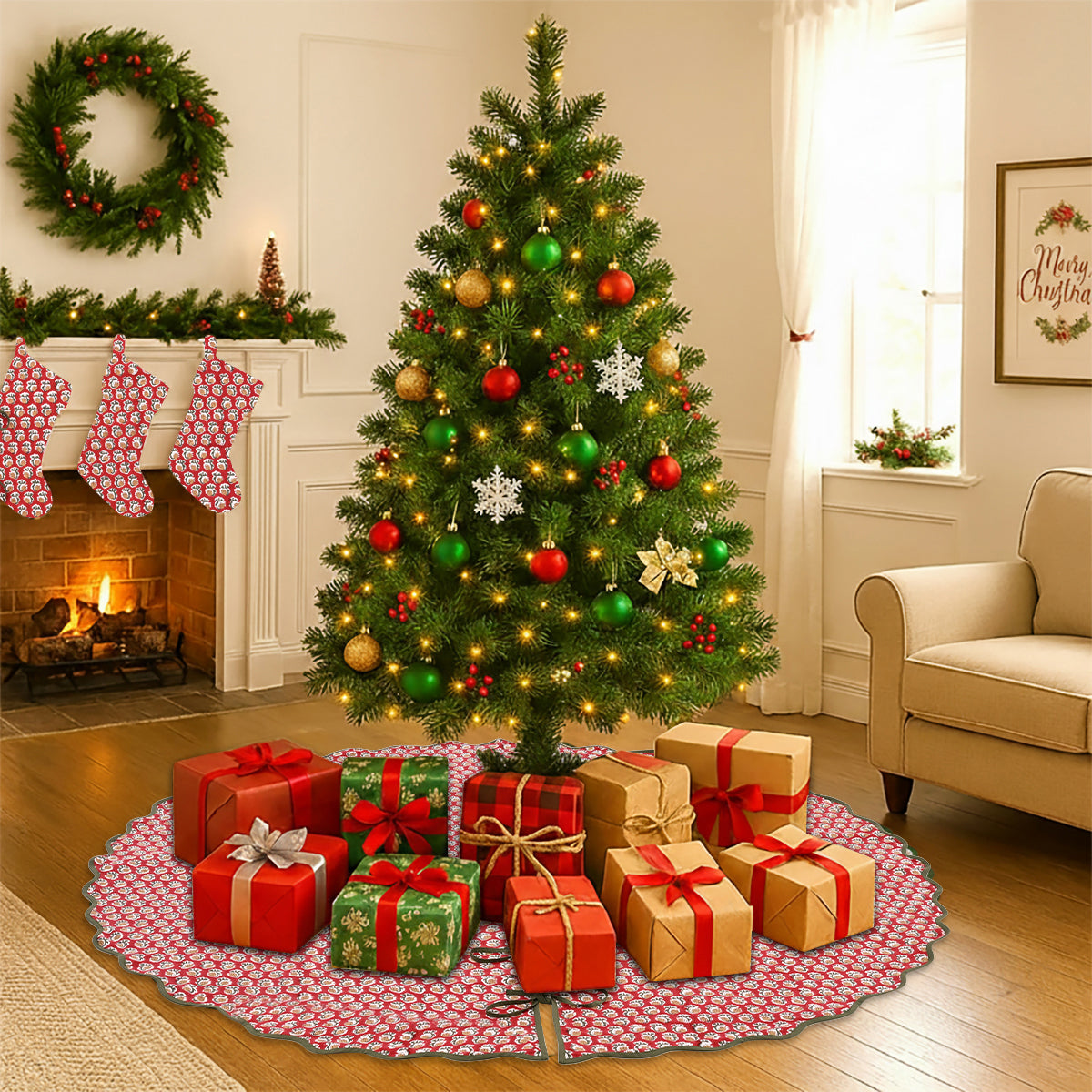 Chocolate Cosmos Red Tree Skirt