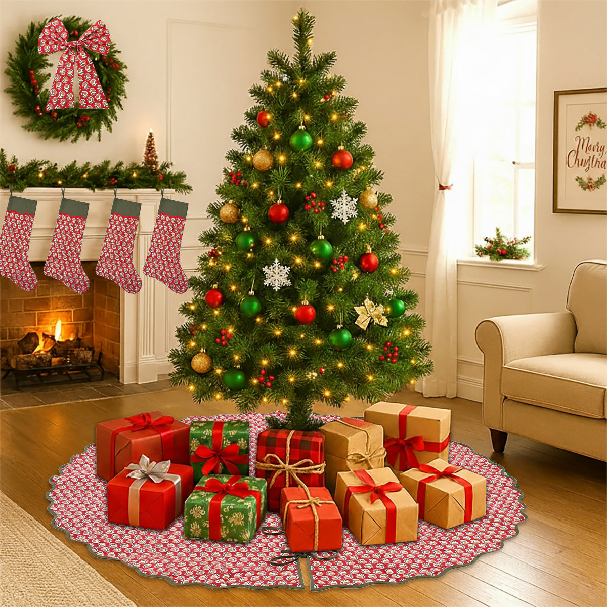 Chocolate Cosmos Red Christmas Stocking