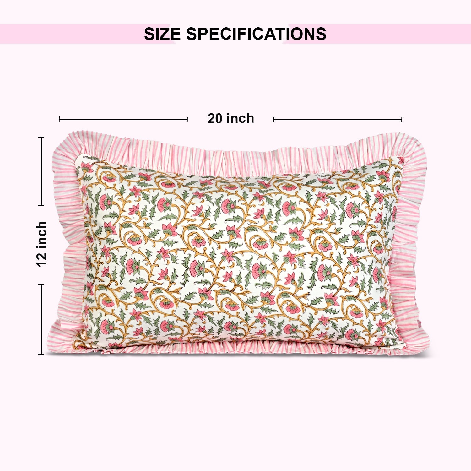 Rose Pink Floral Vine Ruffle Sham Pillow Cover RIDHI