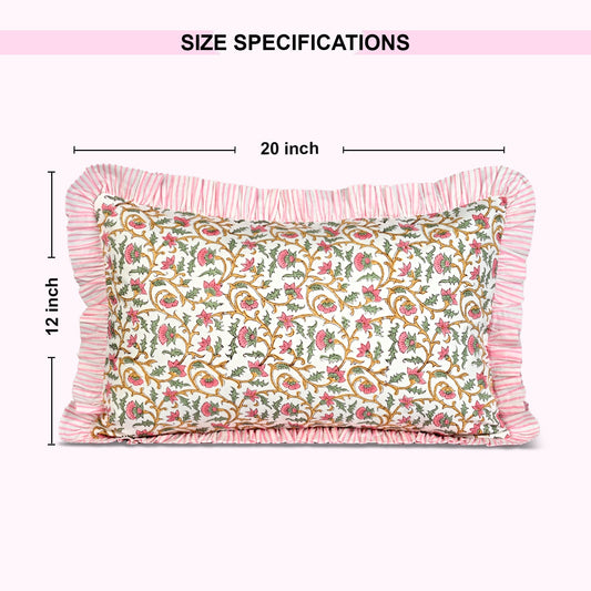 Rose Pink Floral Vine Ruffle Sham Pillow Cover RIDHI