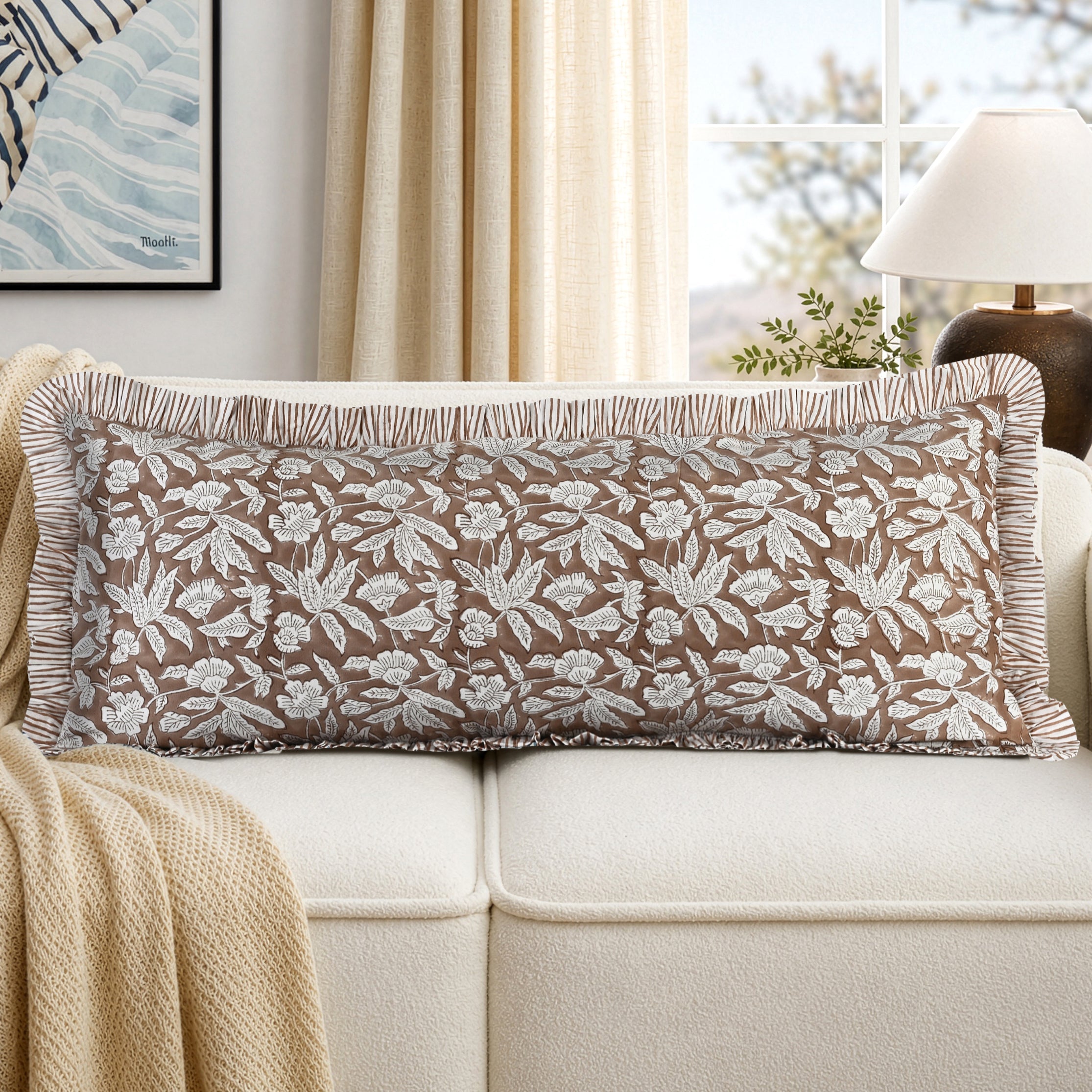 Oak Brown Ruffle Sham Pillow Cover RIDHI
