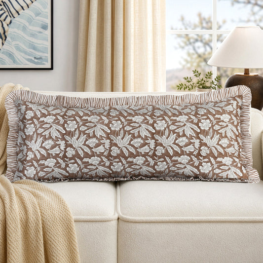 Oak Brown Ruffle Sham Pillow Cover RIDHI