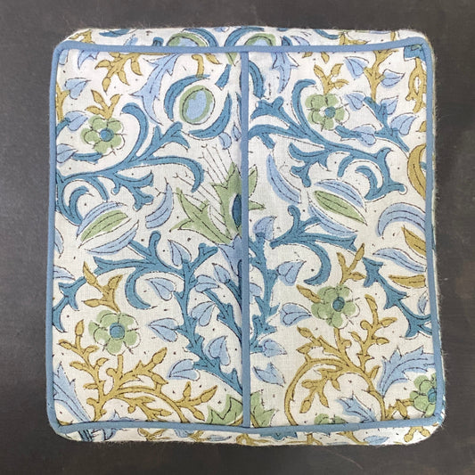 Indigo floral tissue box cover Ridhi Block Print