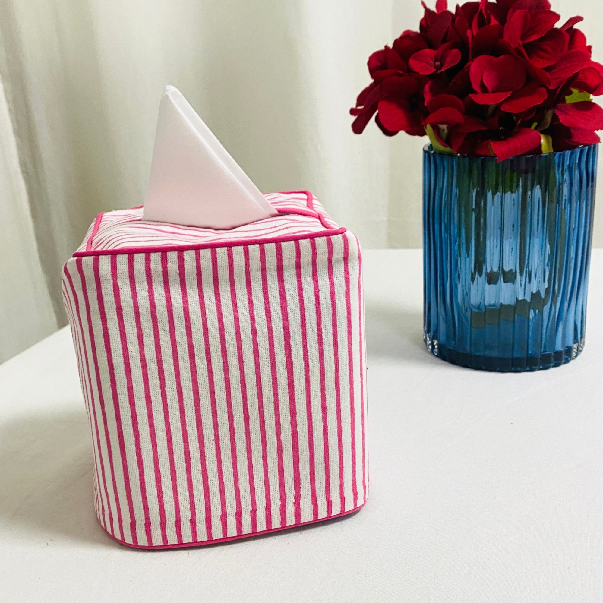 Pink Stripe Tissue Box Cover Ridhi Block Print