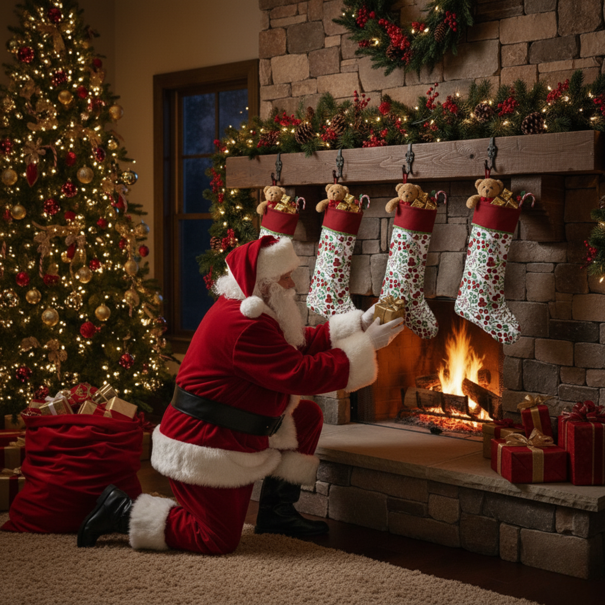 Garnet Red Christmas Stocking