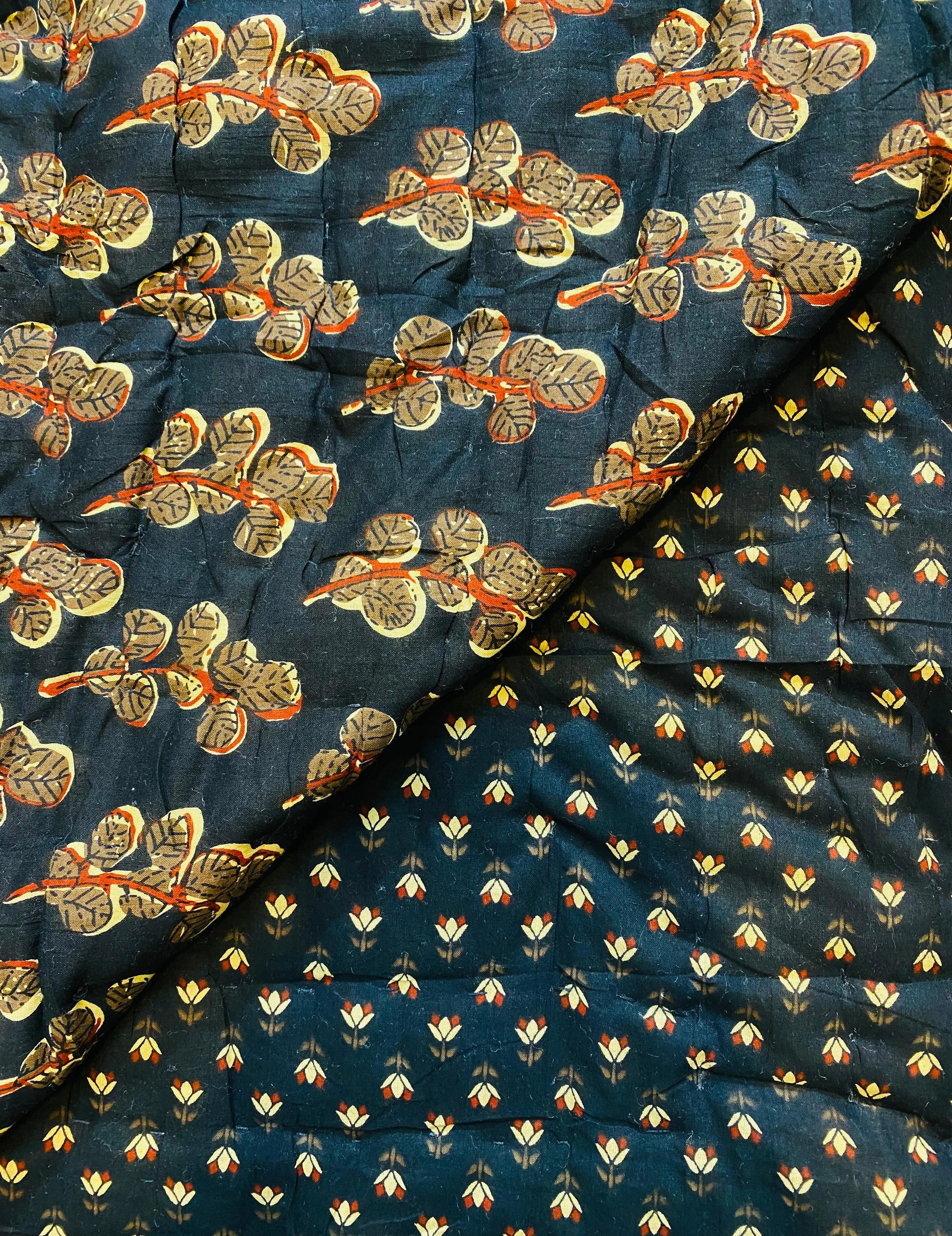 Midnight Black Quilt Ridhi Block Print