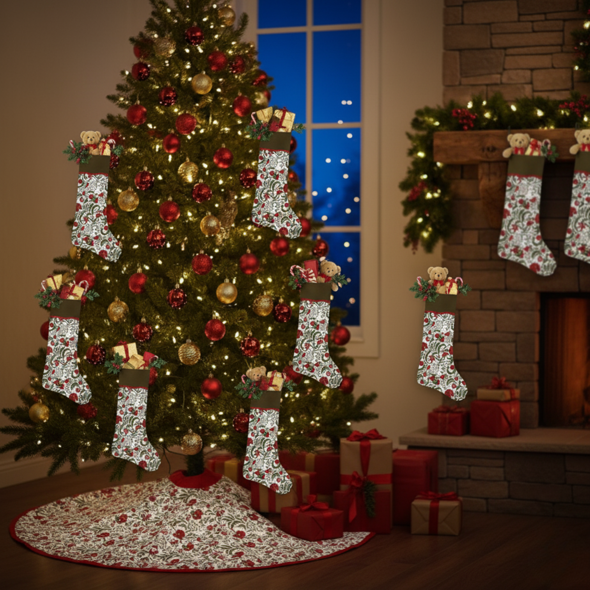 Prune Red Christmas Stocking