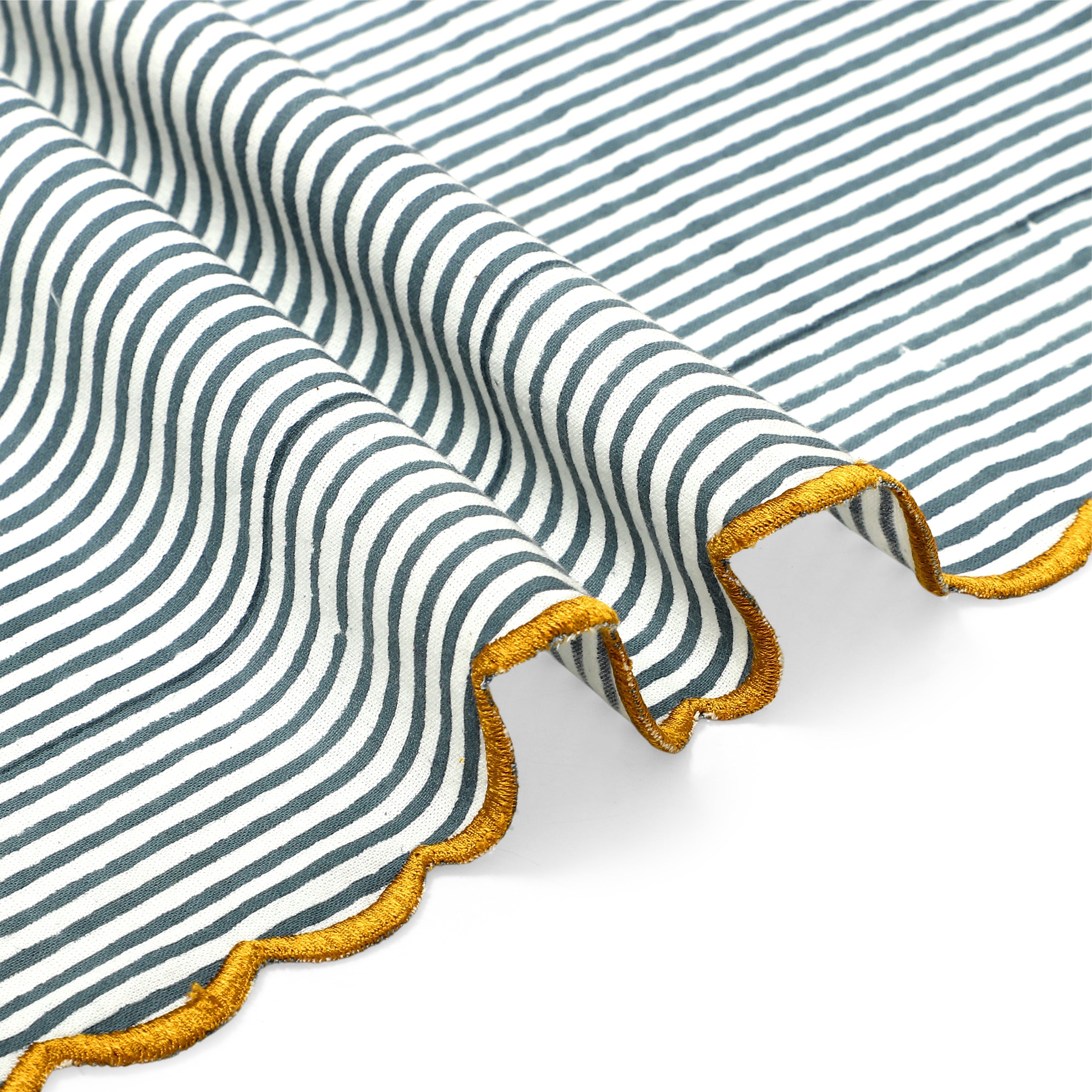 Green Striped Embroidery Napkins Ridhi Block Print