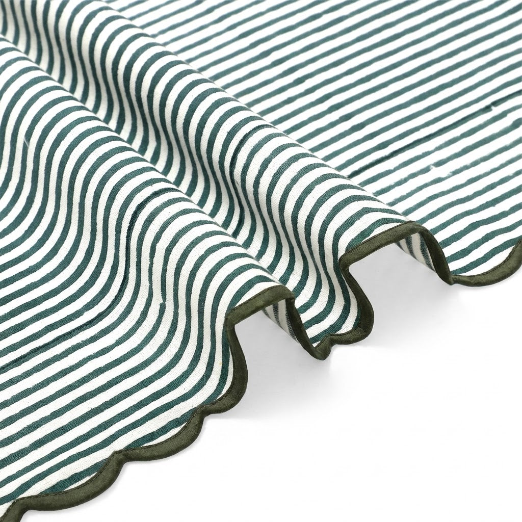Forest Green Stripe Embroidery Napkins (Copy) Ridhi Block Print