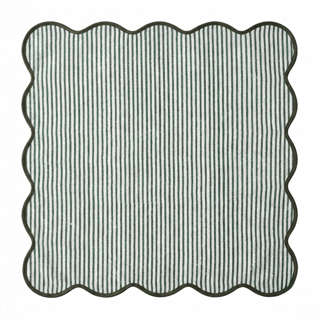 Forest Green Stripe Embroidery Napkins (Copy) Ridhi Block Print