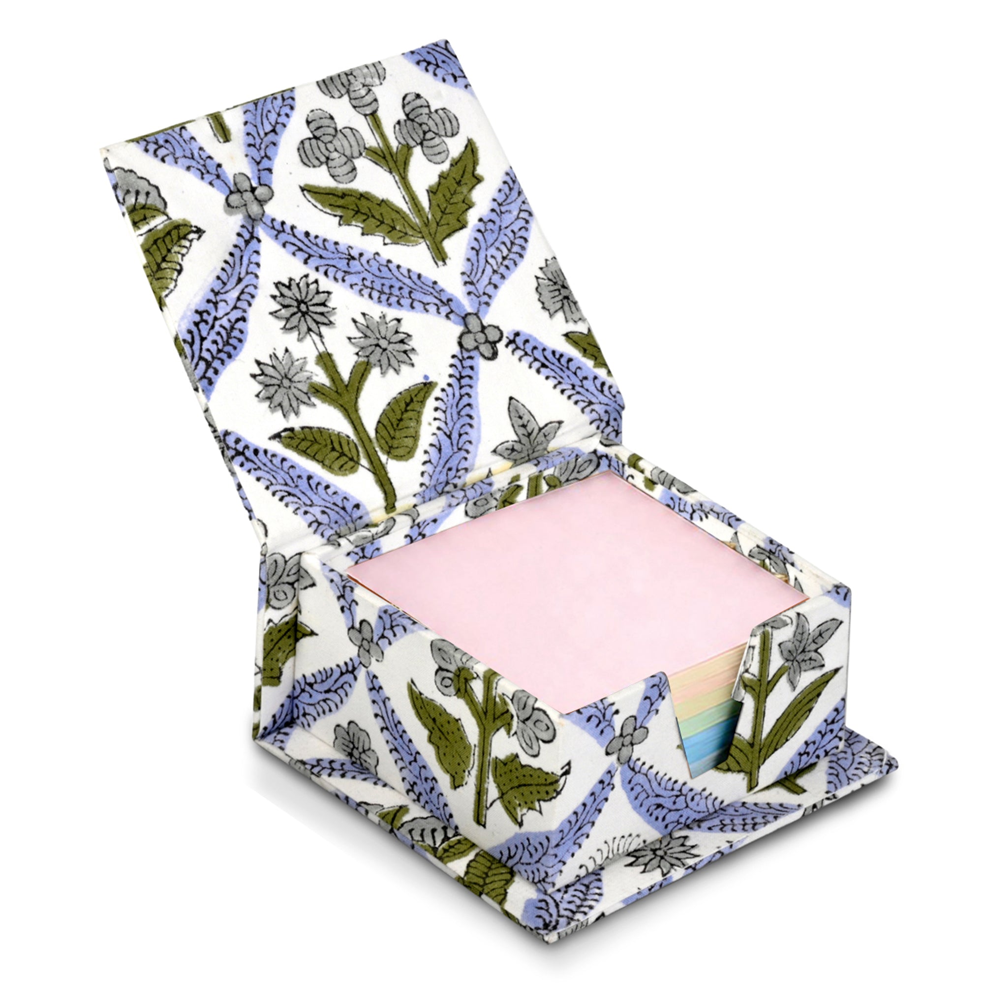 Block Print Cotton Sticky Note Holder - Light Steel Blue RIDHI