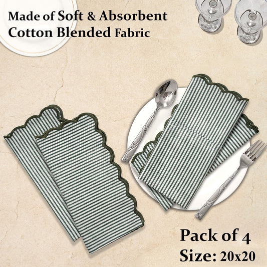 Forest Green Stripe Embroidery Napkins (Copy) Ridhi Block Print