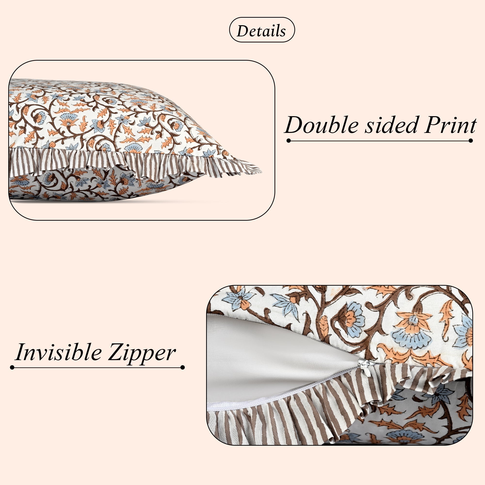 Brown Meadow Vine Ruffle Sham Pillow Cover RIDHI
