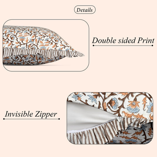 Brown Meadow Vine Ruffle Sham Pillow Cover RIDHI