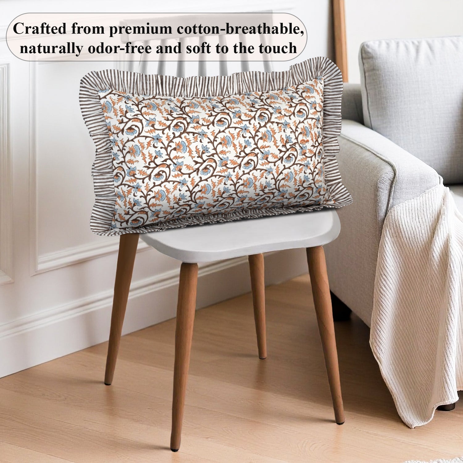 Brown Meadow Vine Ruffle Sham Pillow Cover RIDHI