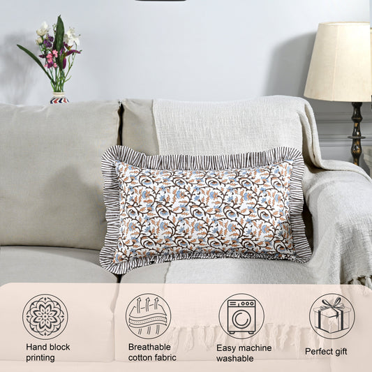 Brown Meadow Vine Ruffle Sham Pillow Cover RIDHI
