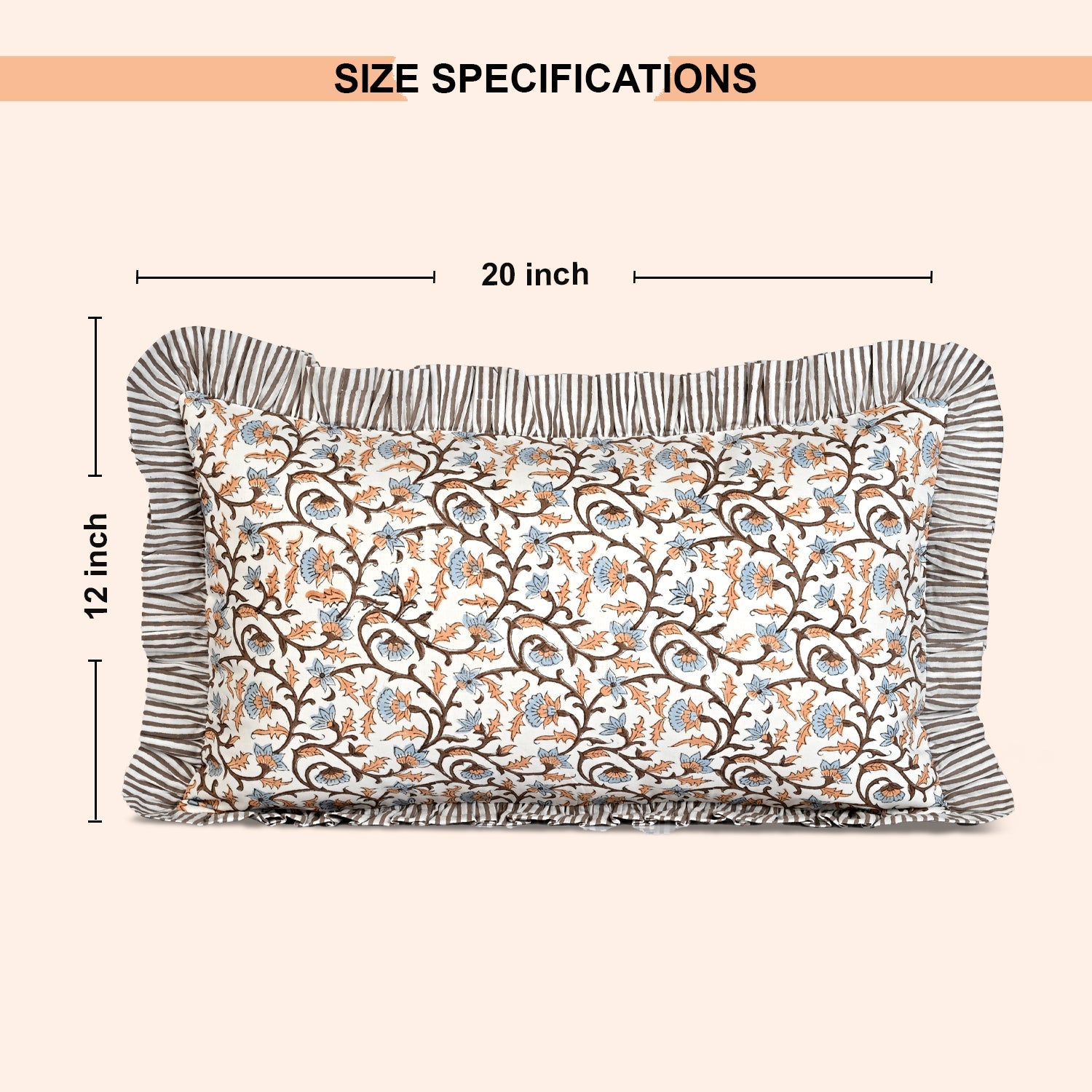 Brown Meadow Vine Ruffle Sham Pillow Cover RIDHI