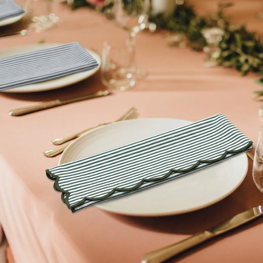 Forest Green Stripe Embroidery Napkins (Copy) Ridhi Block Print