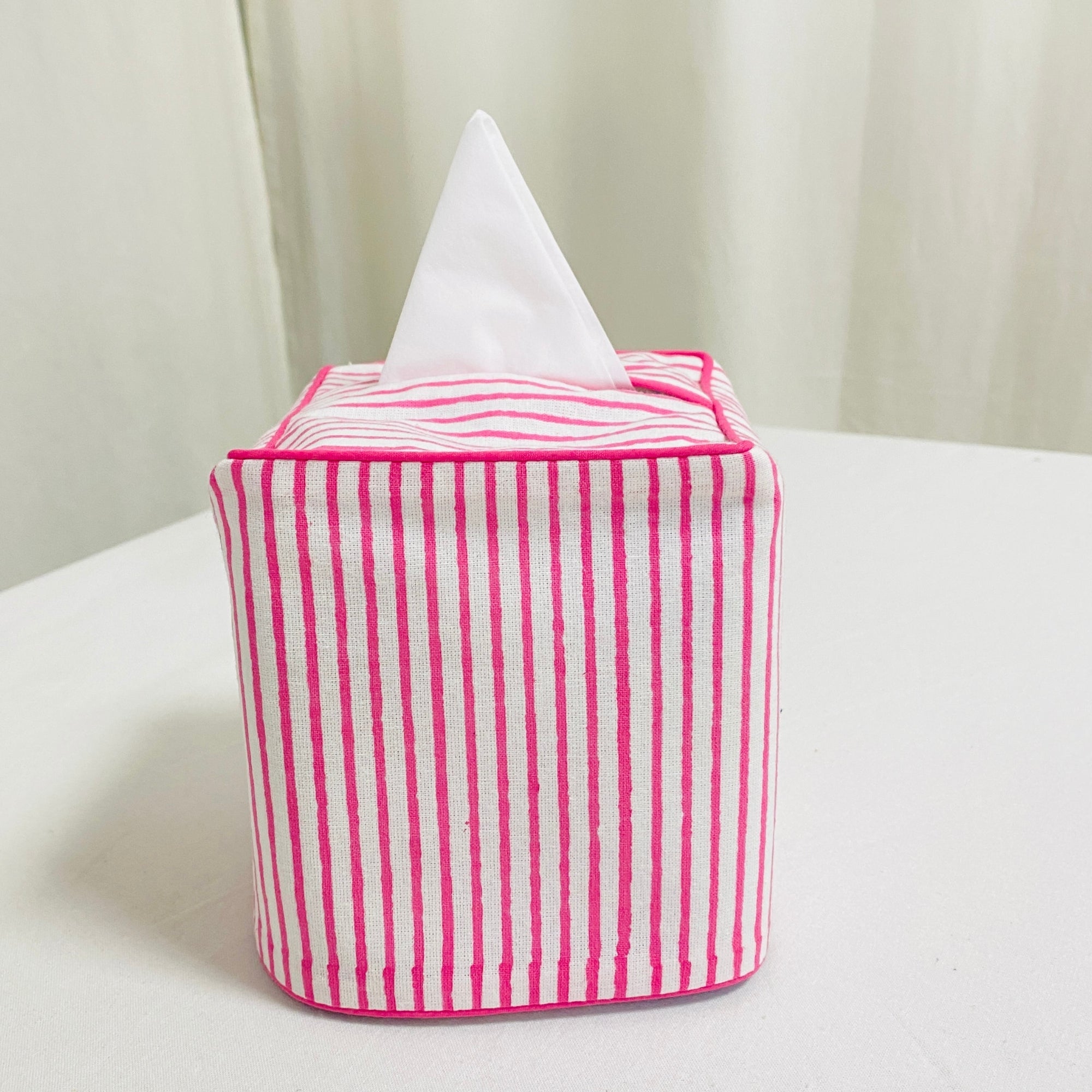 Pink Stripe Tissue Box Cover Ridhi Block Print