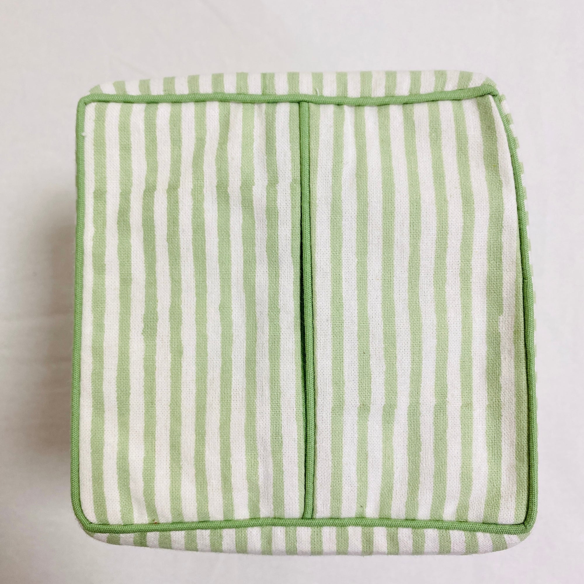 Sage Green Striped Tissue Box Cover Ridhi Block Print