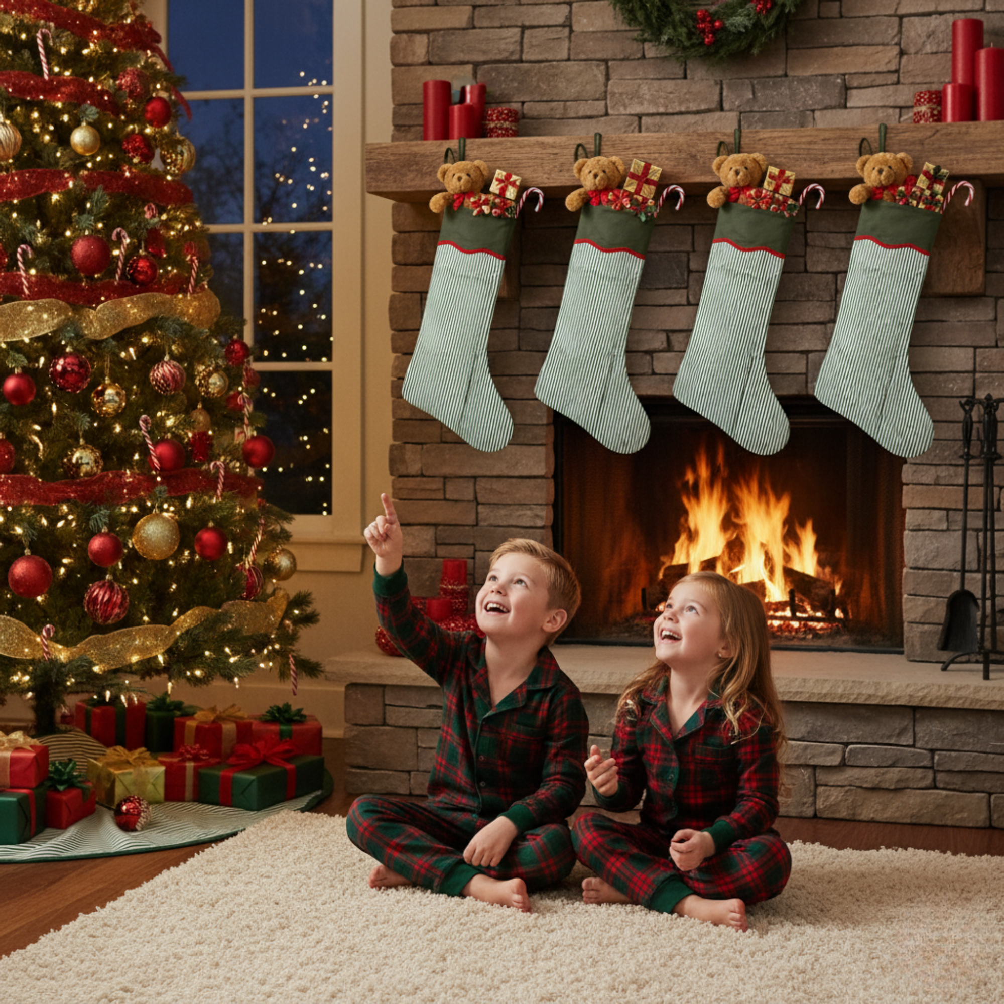 Green Stripes Christmas Stocking