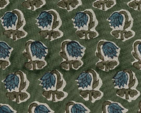 Hand Block Print Cotton Throw Pillow Cover - Basil Green