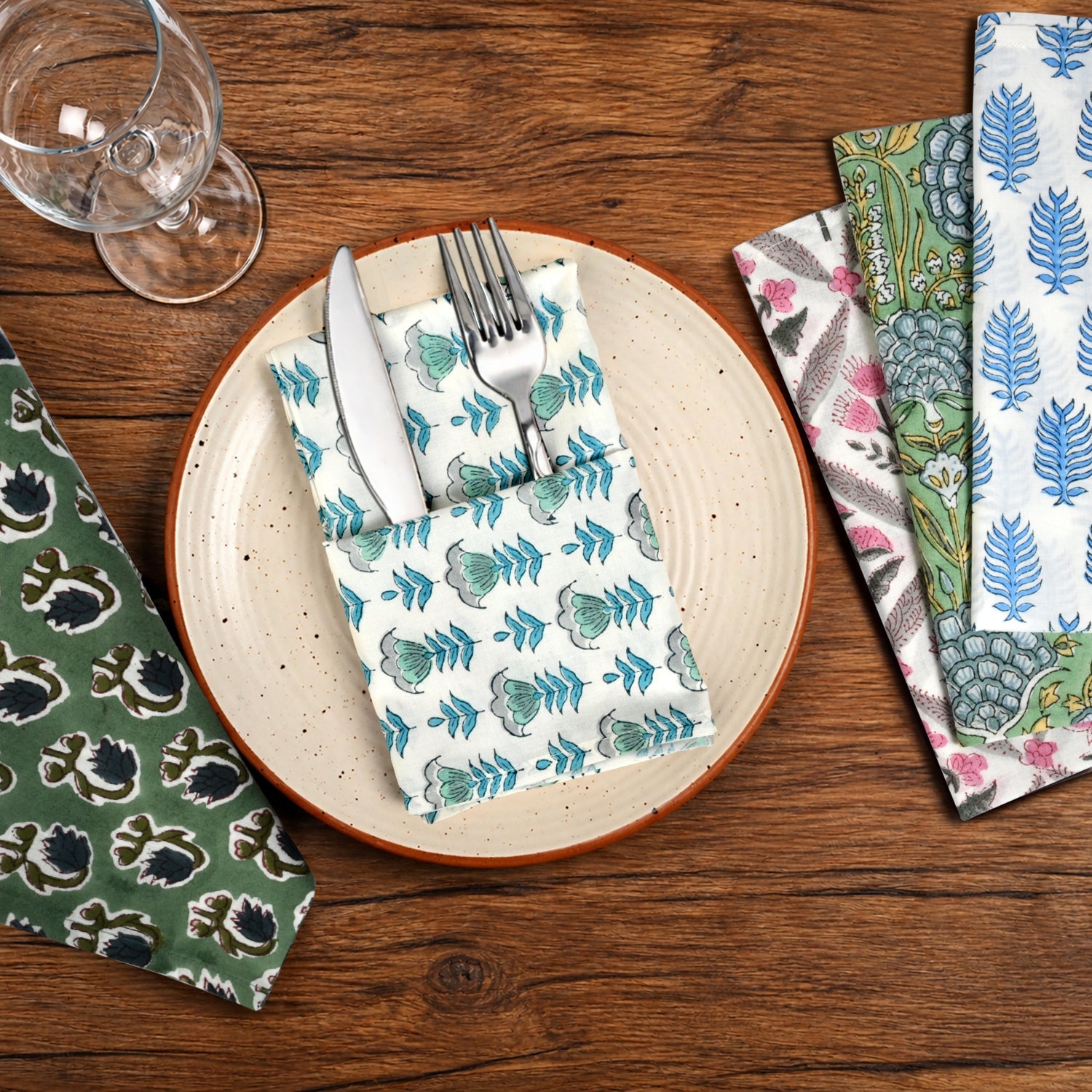 Assorted Plain Napkins Ridhi Block Print