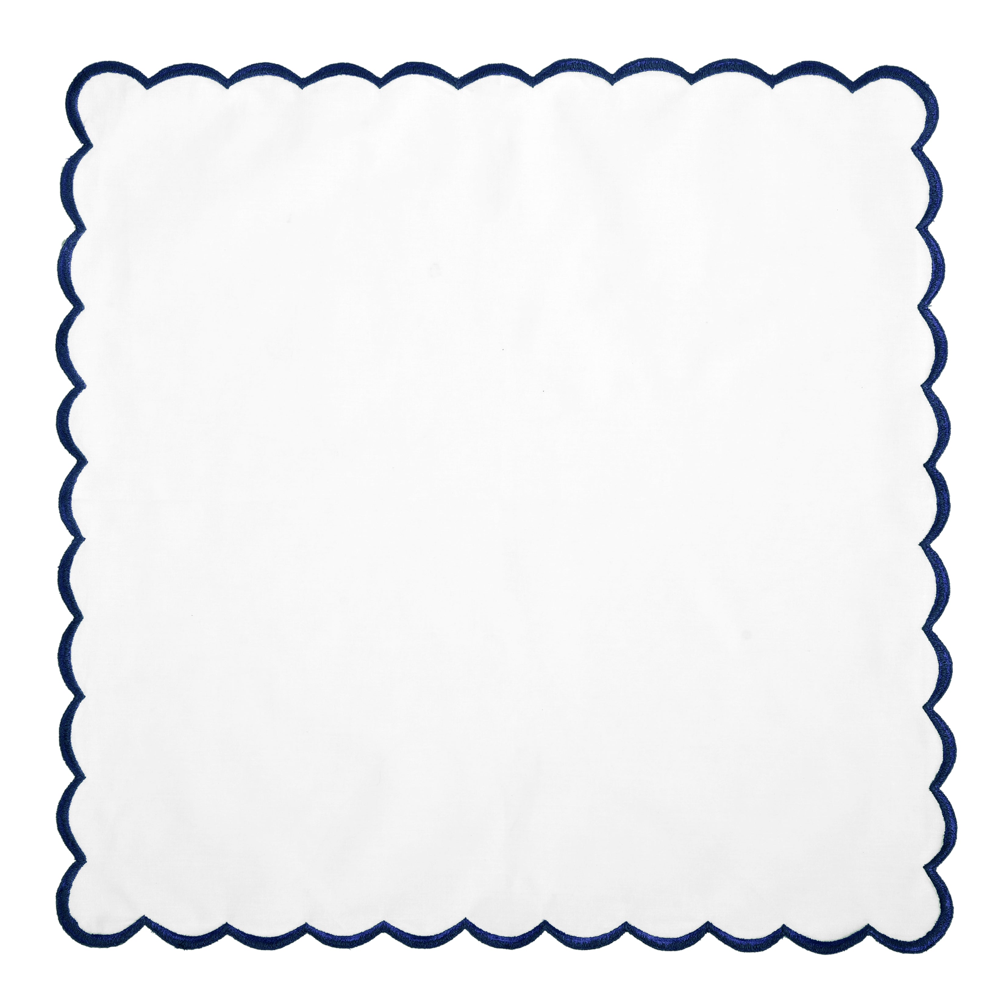 White with Tanzanite Blue Embroidery Napkins Ridhi Block Print