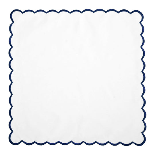 White with Tanzanite Blue Embroidery Napkins Ridhi Block Print