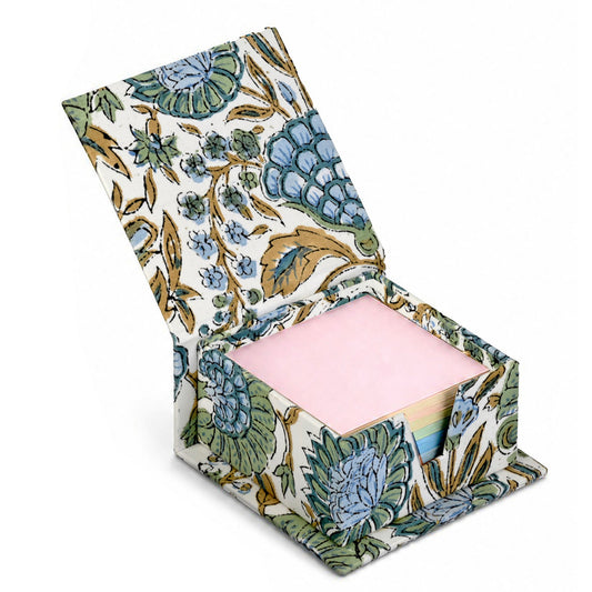 Hand Block Print Cotton Sticky Note Holder - Asparagus Green RIDHI