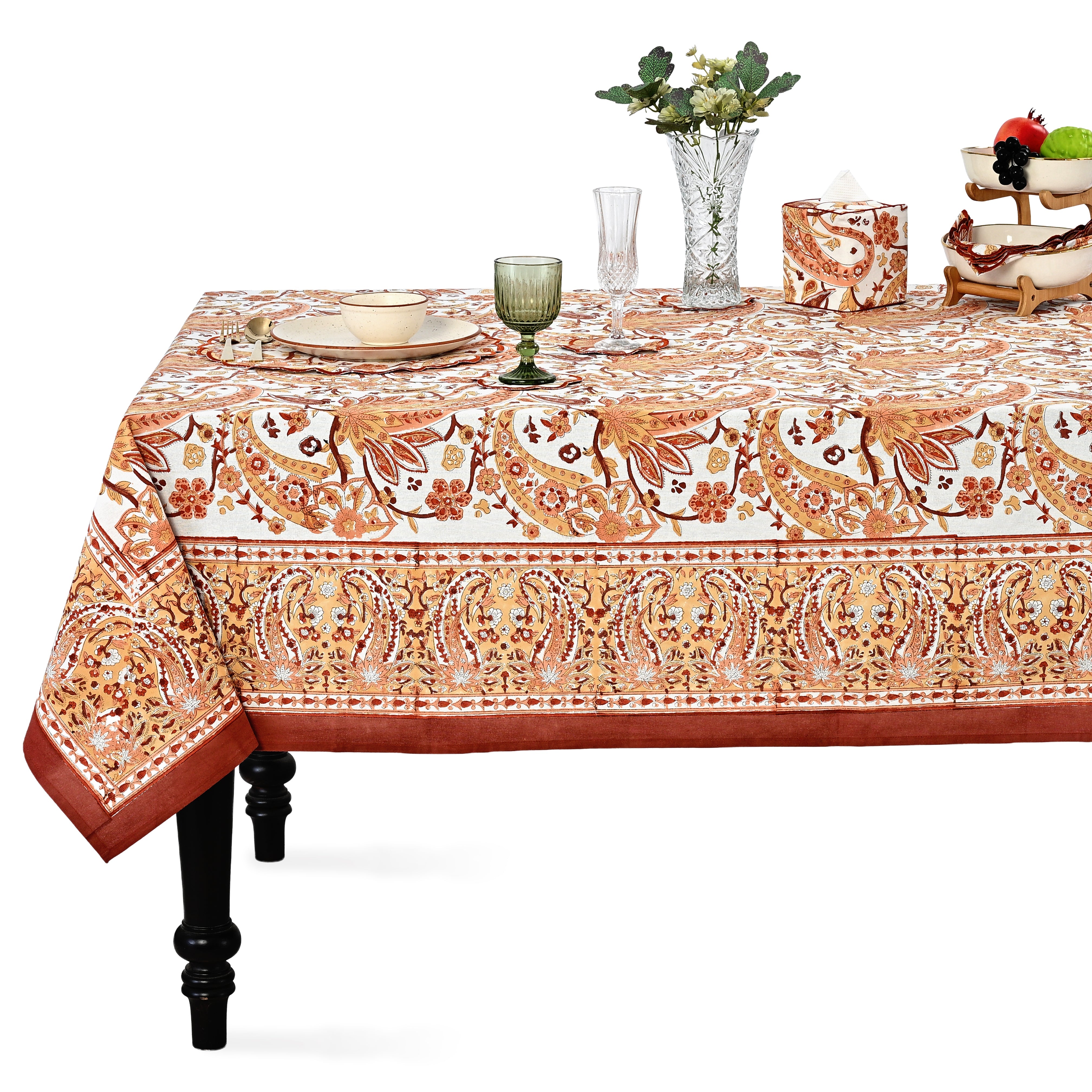 kashmiri paisley Square & Rectangle Tablecloth Ridhi Block Print