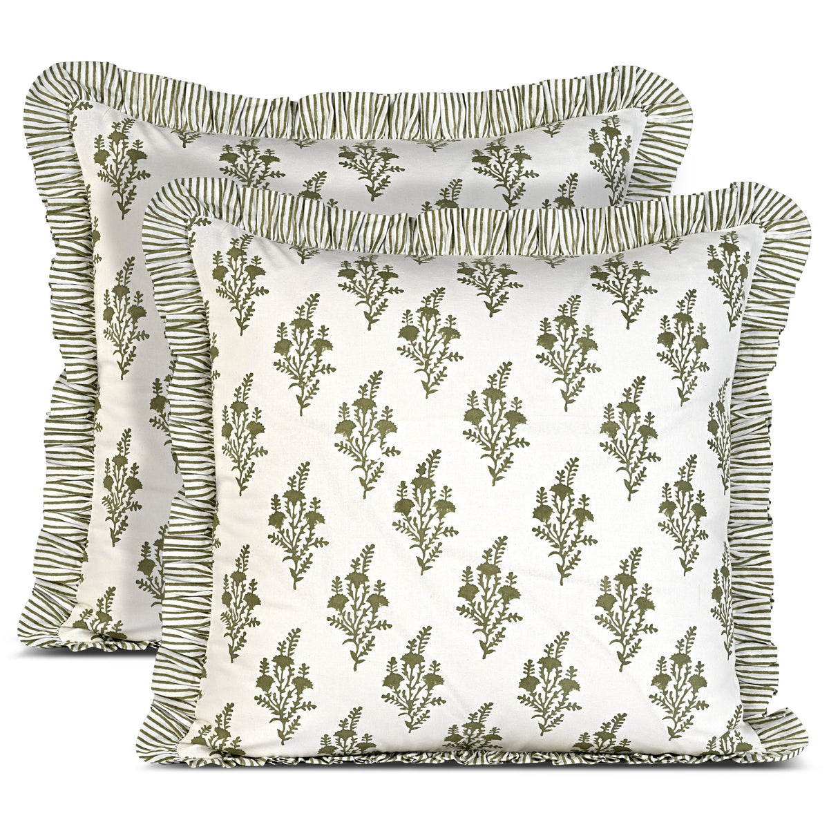 Natural Spring Ruffle Pillow Cover