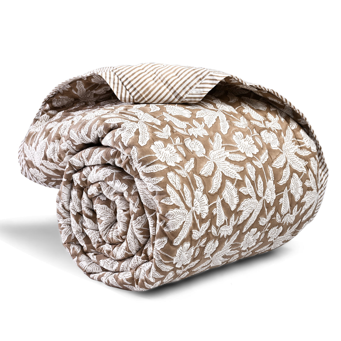 Oak Brown Quilt Ridhi Block Print