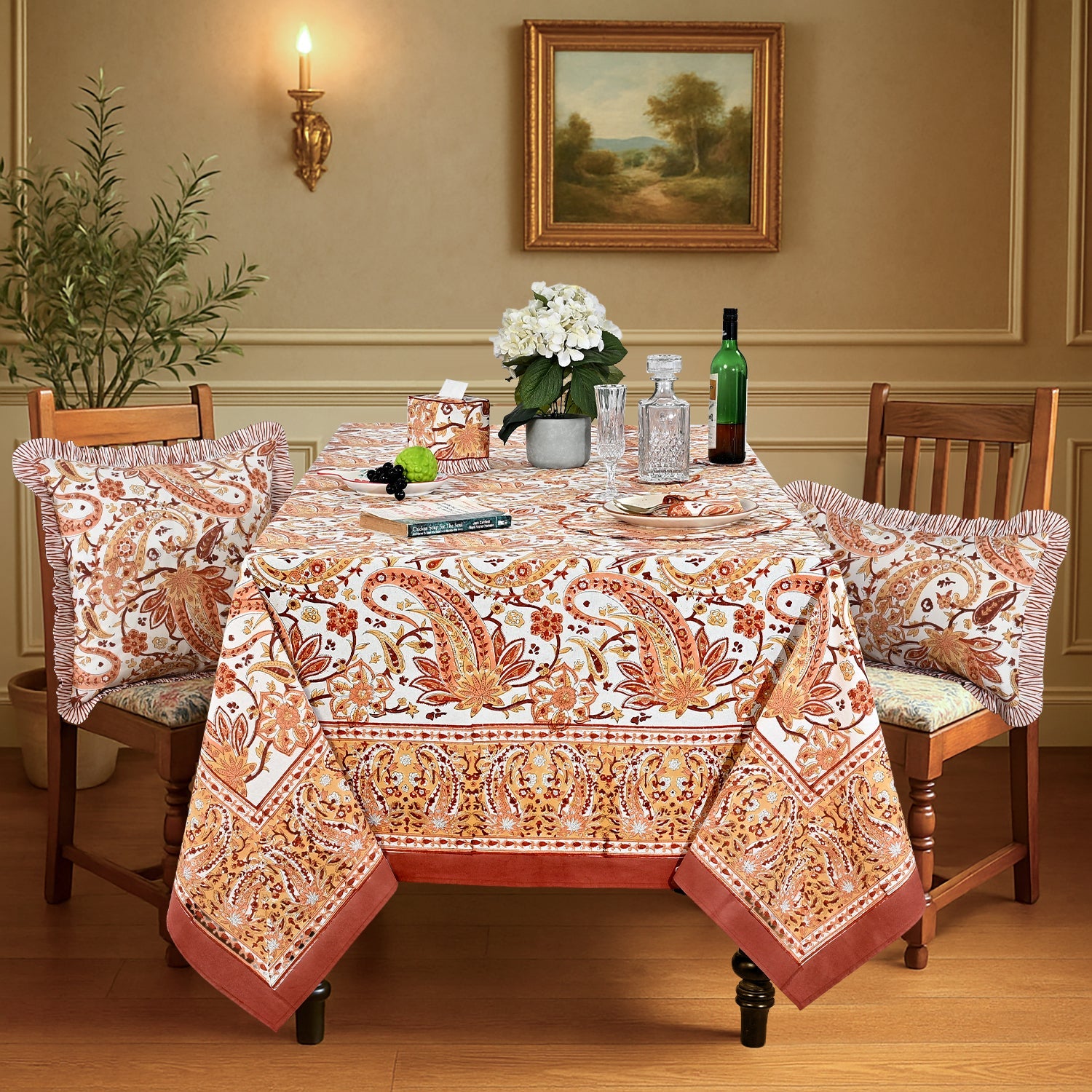 kashmiri paisley Square & Rectangle Tablecloth Ridhi Block Print