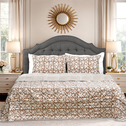 Oak Brown Quilt Ridhi Block Print