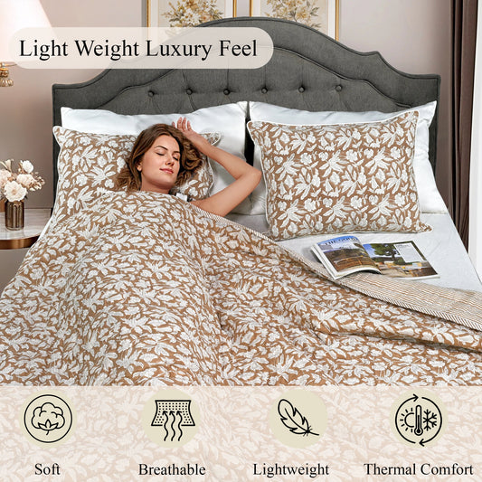 Oak Brown Quilt Ridhi Block Print