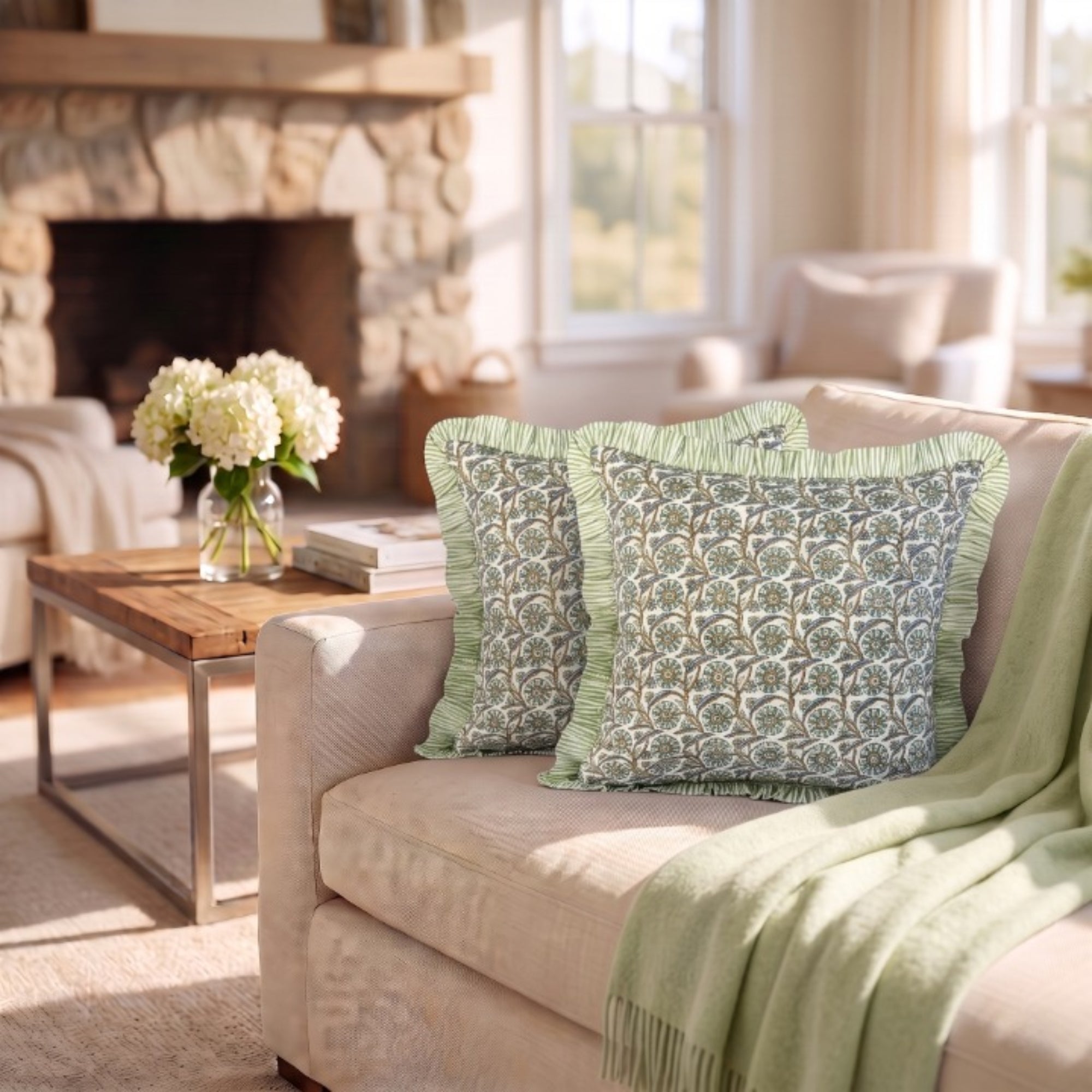 Bloom Bubbles Ruffle Pillow Cover RIDHI