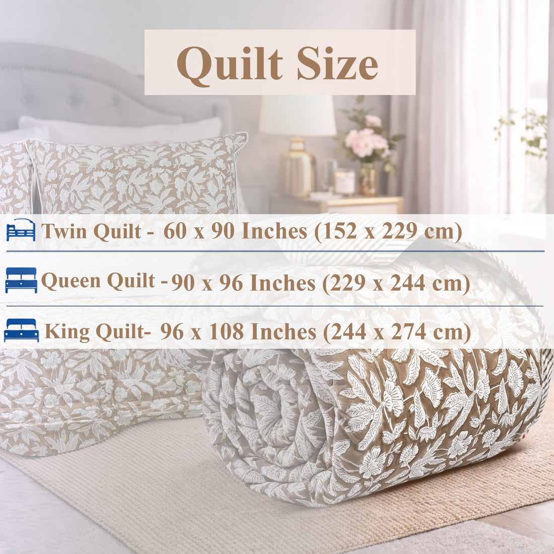 Oak Brown Quilt Ridhi Block Print