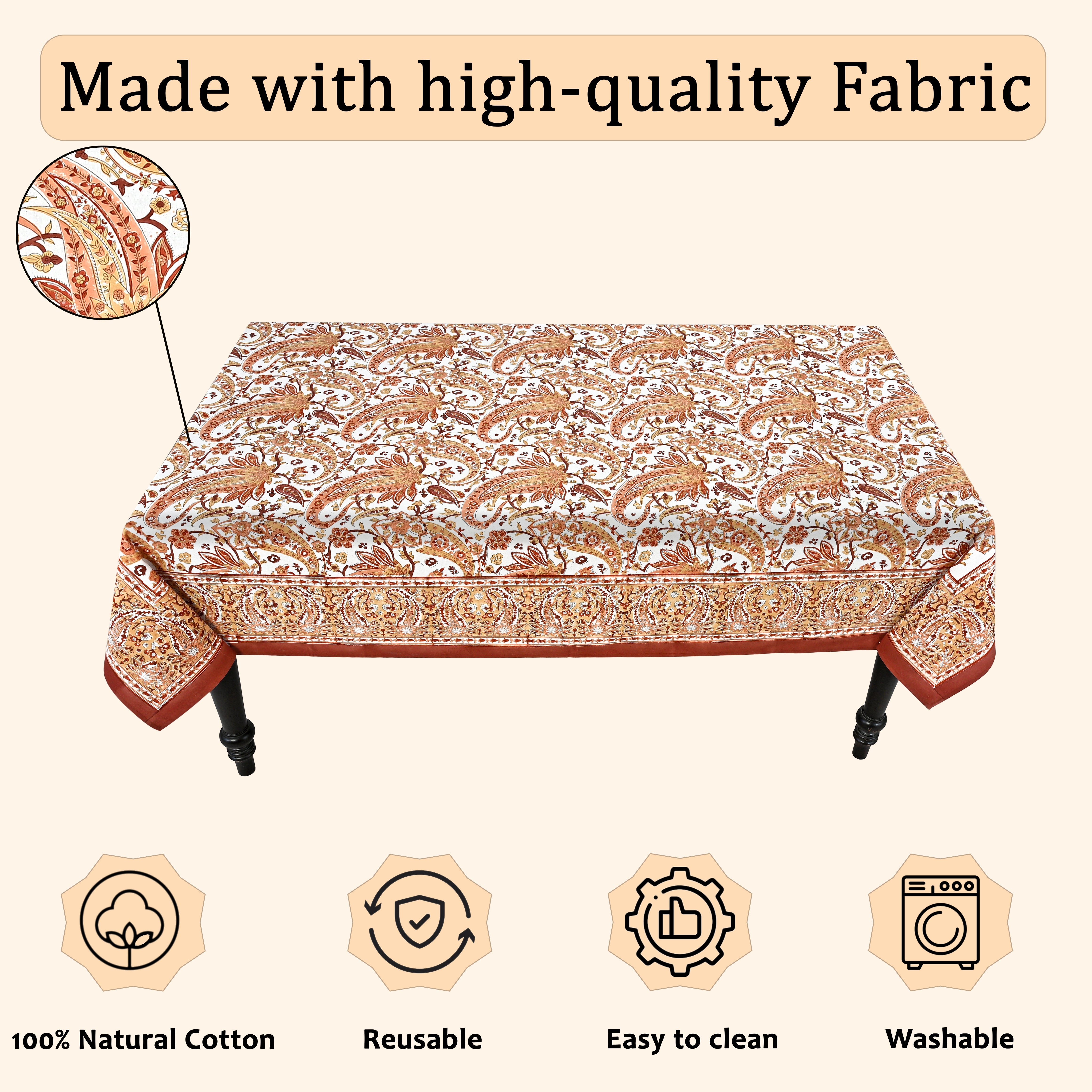 kashmiri paisley Square & Rectangle Tablecloth Ridhi Block Print