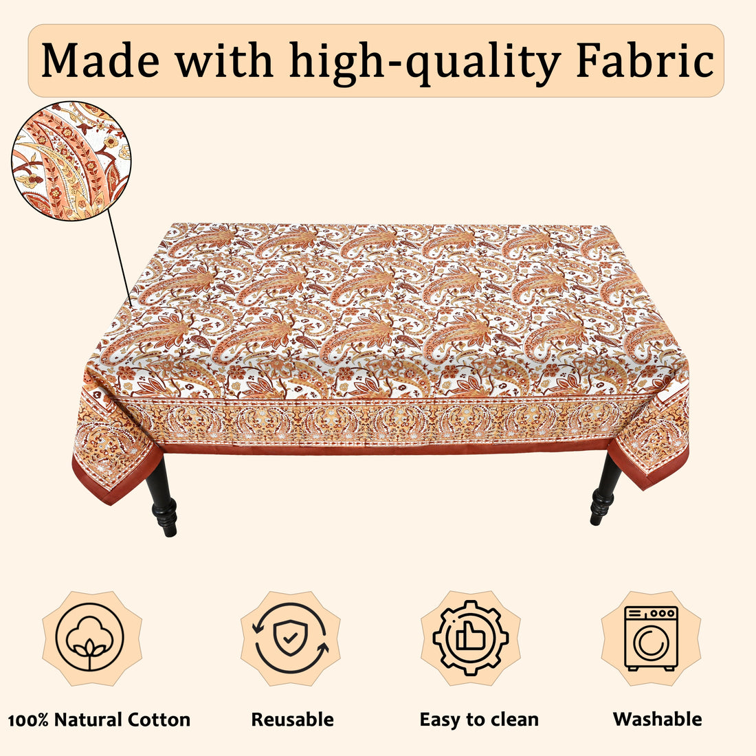 kashmiri paisley Square & Rectangle Tablecloth Ridhi Block Print