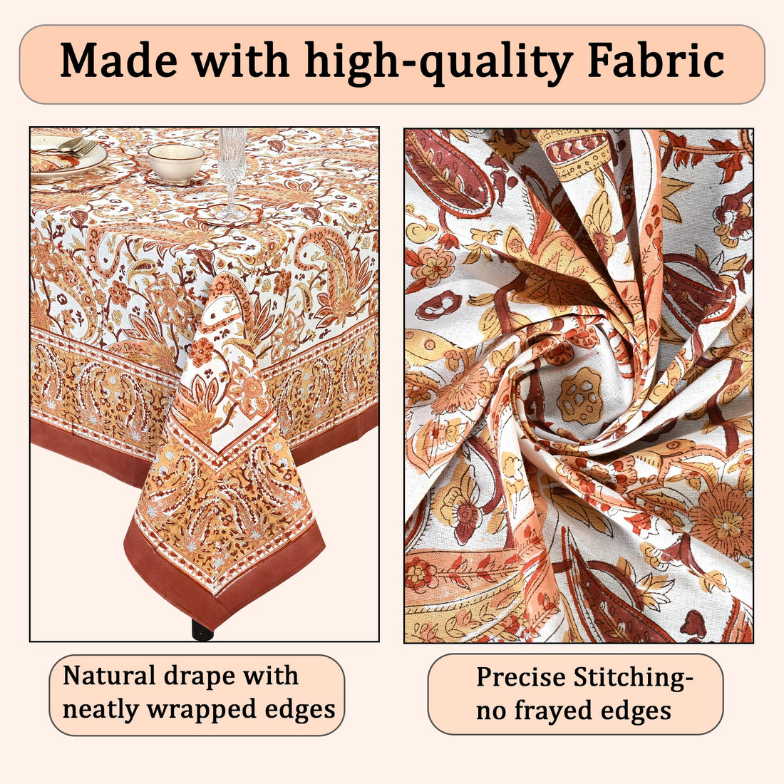 kashmiri paisley Square & Rectangle Tablecloth Ridhi Block Print