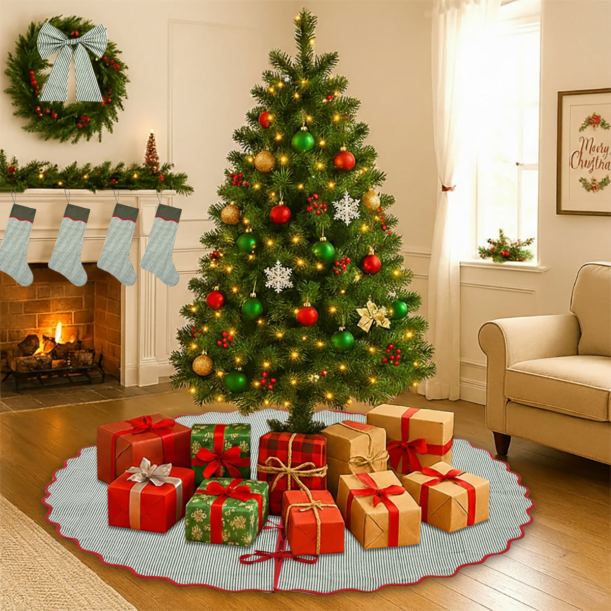 Green Stripes Christmas Stocking