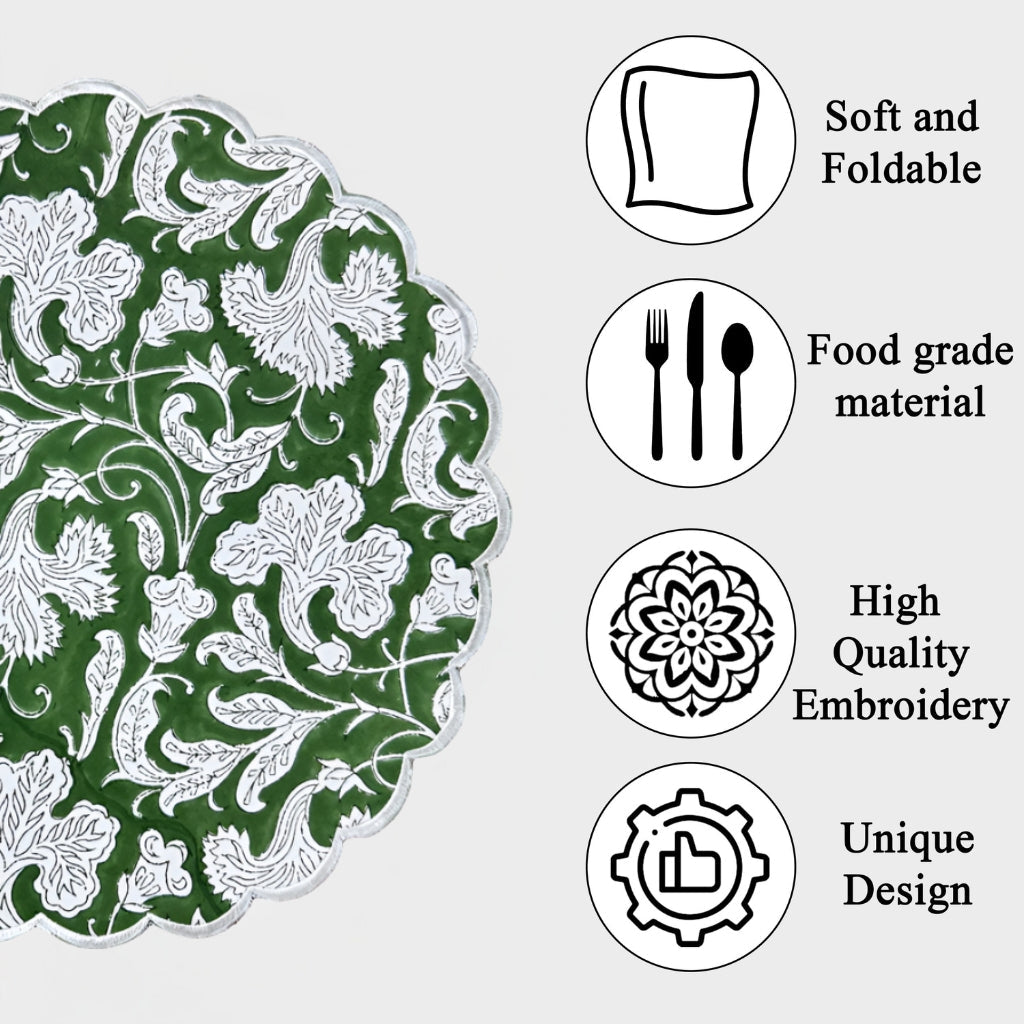 Pantone Artichoke Round Placemat Ridhi Block Print