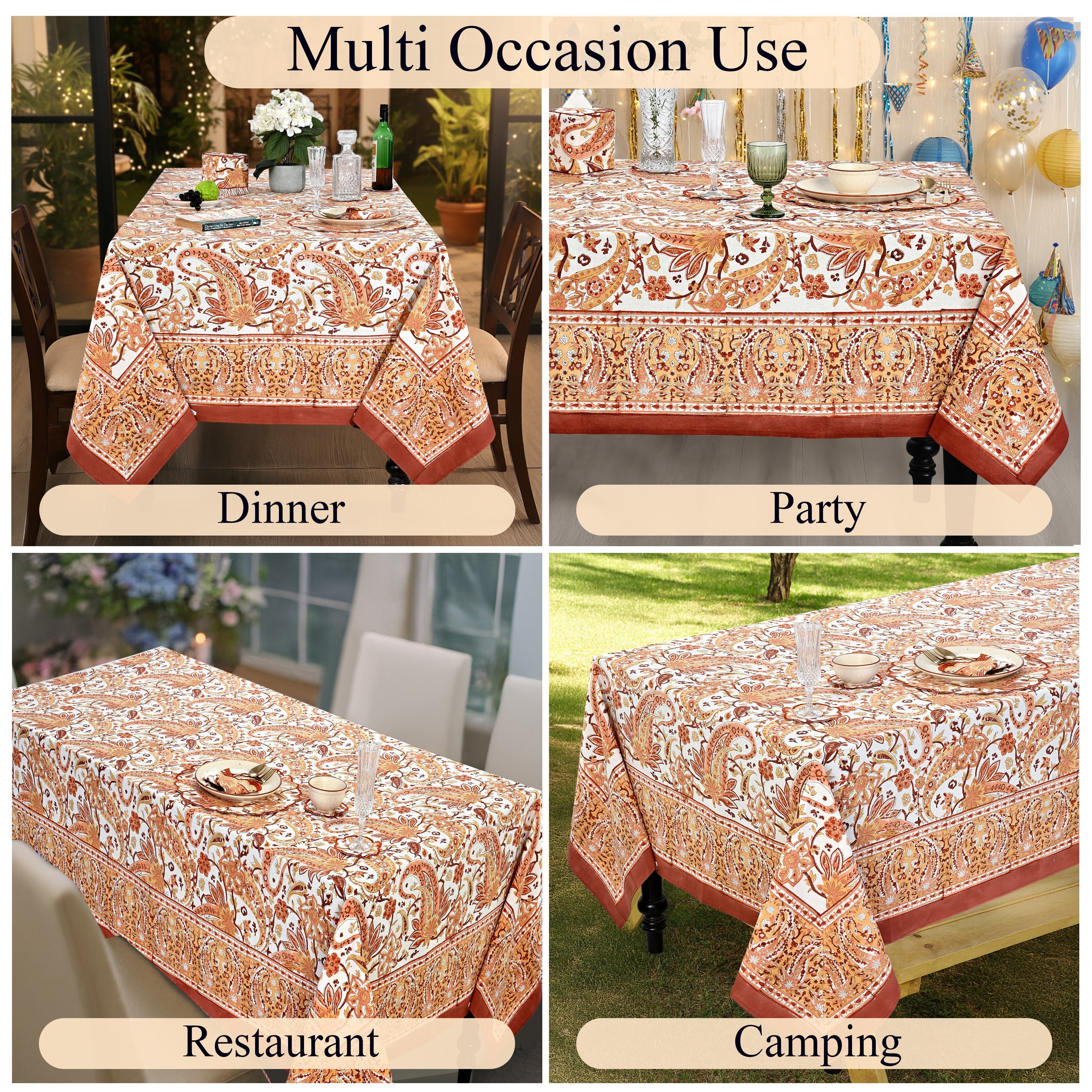 kashmiri paisley Square & Rectangle Tablecloth Ridhi Block Print